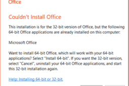 Lỗi cài đặt Office (64-bit or 32-bit) couldn’t be installed